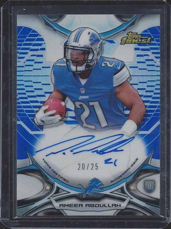 AMEER ABDULLAH 2015 TOPPS FINEST BLUE REFRACTOR ON CARD ROOKIE AUTO RC #D 20/25