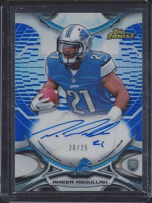 AMEER ABDULLAH 2015 TOPPS FINEST BLUE REFRACTOR ON CARD ROOKIE AUTO RC #D 20/25