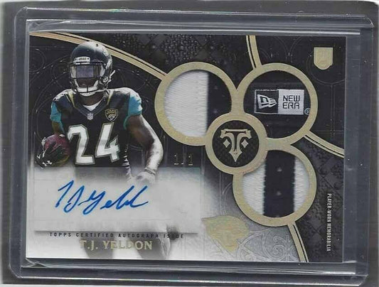 T.J. YELDON 2015 TOPPS TRIPLE THREADS GOLD RAINBOW RPA LOGO PATCH AUTO RC #D 1/1