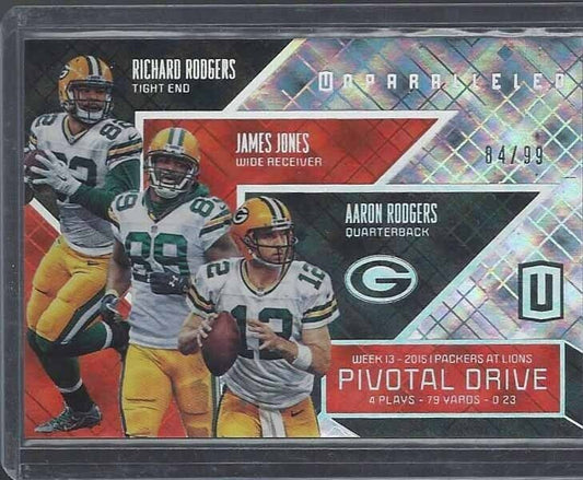 AARON RODGERS JAMES JONES 2016 UNPARALLELED PIVOTAL DRIVE ORANGE #D 84/99