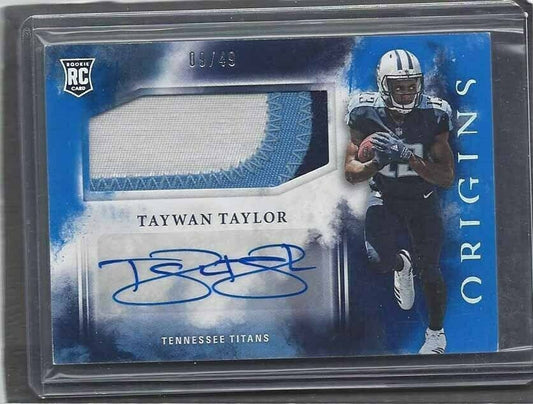 TAYWAN TAYLOR 2017 PANINI ORIGINS BLUE RPA ROOKIE 3 COLOR PATCH AUTO RC #D 9/49