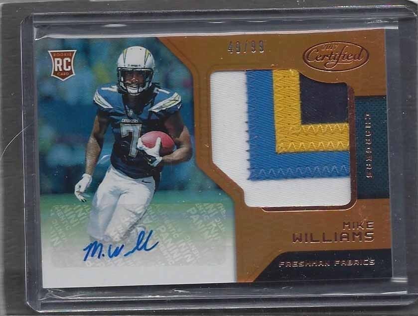 MIKE WILLIAMS 2017 CERTIFIED ORANGE FRESHMAN FABRIC 4 COLOR PATCH AUTO RC #D /99