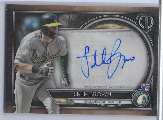 SETH BROWN 2020 TOPPS TRIBUTE ROOKIE ON CARD AUTO RC #d 049/199
