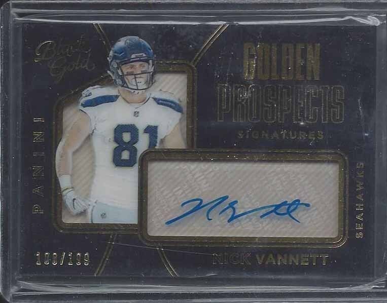 NICK VANNETT 2016 PANINI BLACK GOLD GOLDEN PROSPECTS ROOKIE AUTO RC #D 100/199