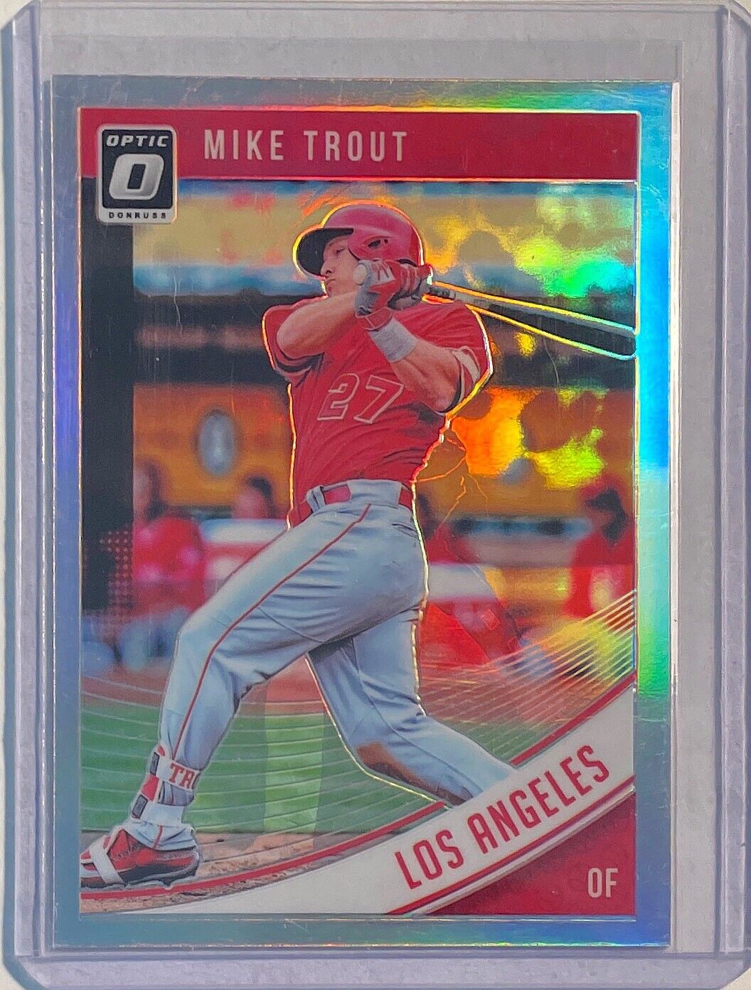 MIKE TROUT 2018 PANINI DONRUSS OPTIC SILVER HOLO PRIZM #121