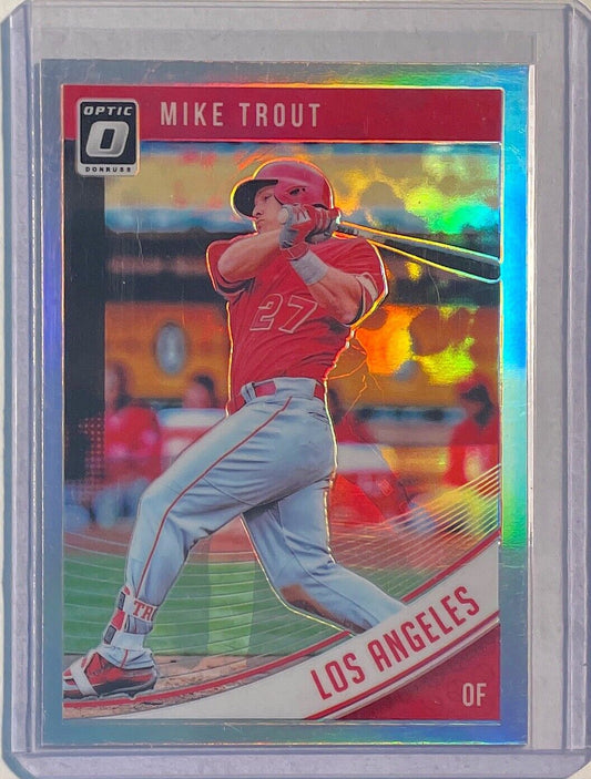 MIKE TROUT 2018 PANINI DONRUSS OPTIC SILVER HOLO PRIZM #121