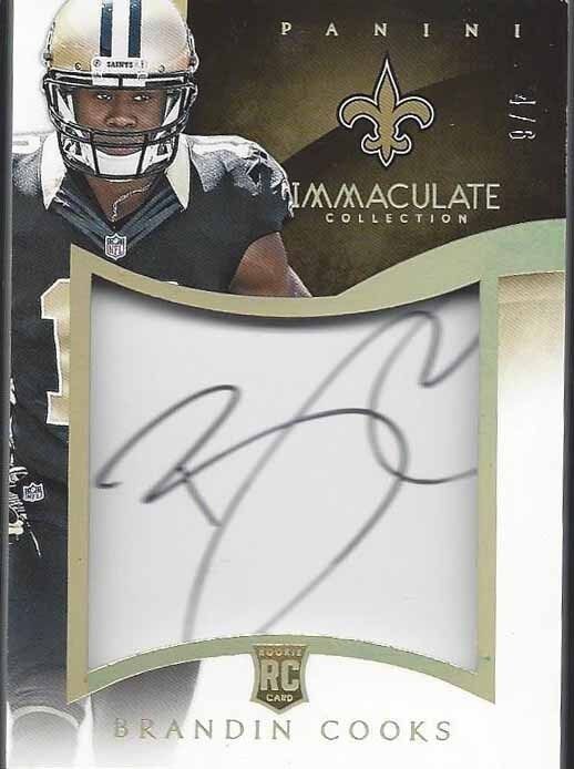 BRANDIN COOKS 2014 IMMACULATE LOCKER NAMEPLATE ON CARD AUTO PATCH RC #D 4/6