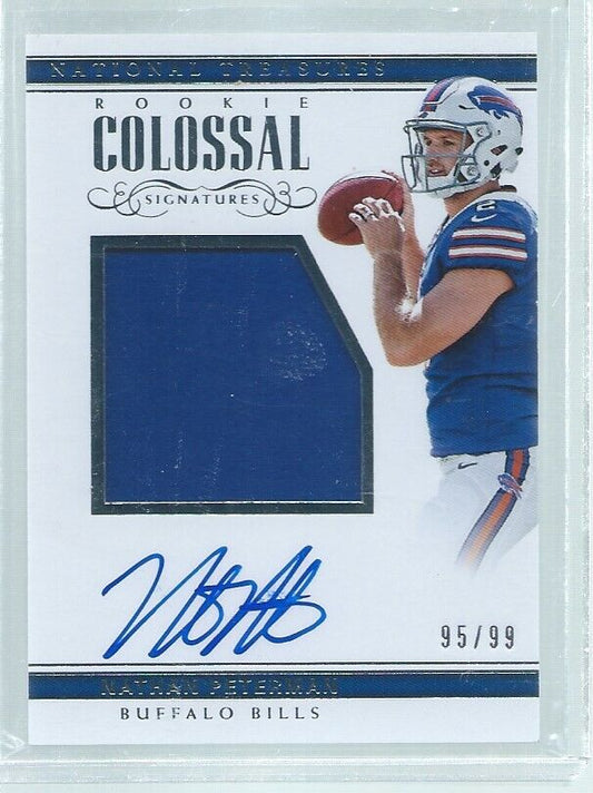 NATHAN PETERMAN 2017 NATIONAL TREASURES COLOSSAL JERSEY ON CARD AUTO RC #D 95/99
