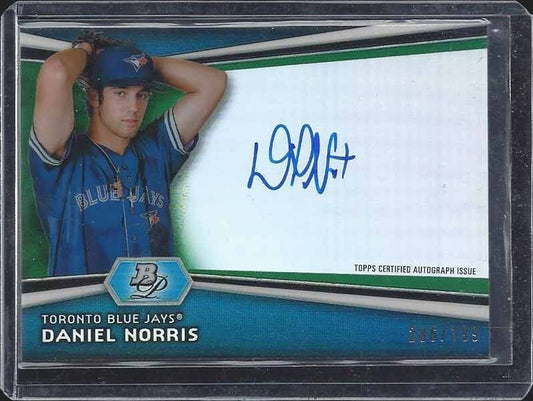 DANIEL NORRIS 2012 BOWMAN PLATINUM GREEN REFRACTOR PROSPECT AUTO #D 286/399