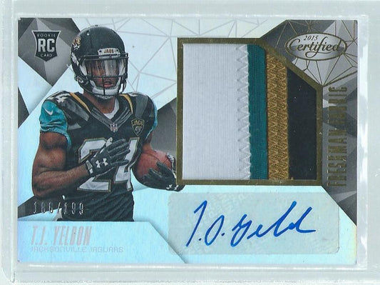 T.J. YELDON 2015 CERTIFIED FRESHMAN FABRIC 4 COLOR PATCH AUTO RC #D 186/199