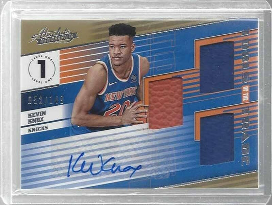 KEVIN KNOX 2018-19 ABSOLUTE TOOLS OF THE TRADE TRIPLE JERSEY AUTO RC #D 52/149