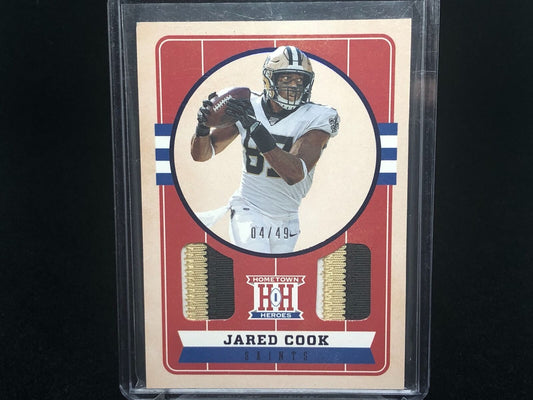 JARED COOK 2019 CHRONICLES HOMETOWN HEROES 3 COLOR DUAL SAINTS PATCH #D 4/49