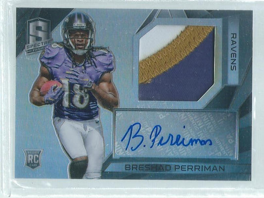 BRESHAD PERRIMAN 2015 PANINI SPECTRA PRIZM 3 COLOR PATCH AUTO RC #D 87/99