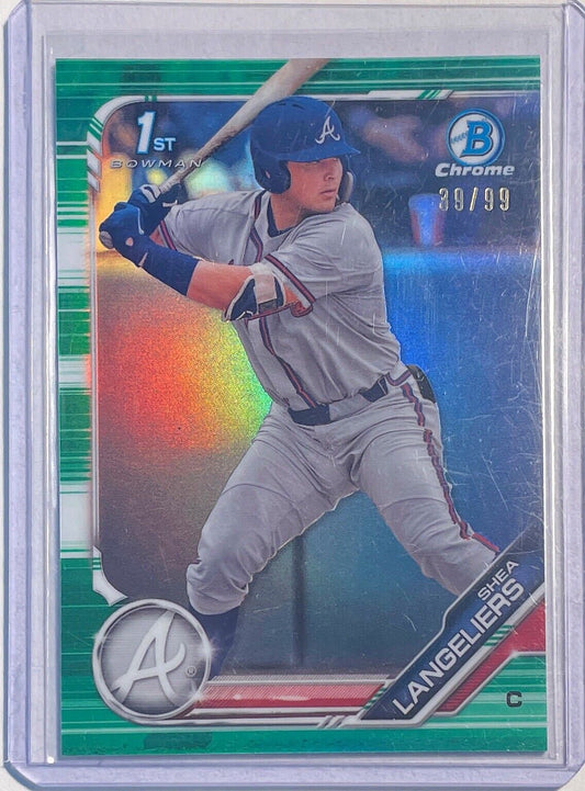 SHEA LANGELIERS 2019 BOWMAN CHROME 1ST PROSPECT GREEN REFRACTOR #D 39/99