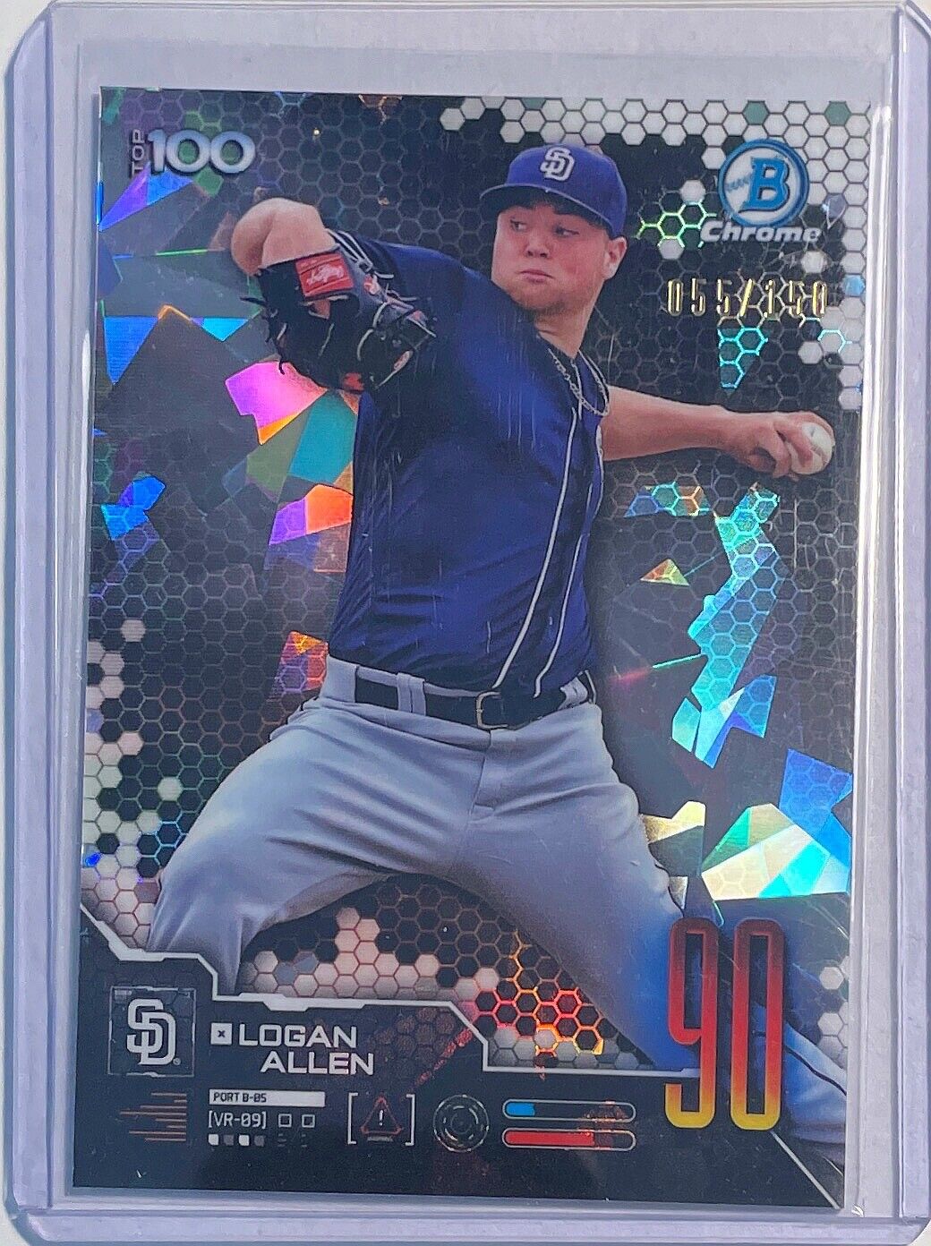 LOGAN ALLEN 2019 BOWMAN CHROME TOP 100 PROSPECT ATOMIC REFRACTOR #D 055/150
