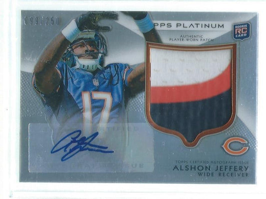 ALSHON JEFFERY 2012 TOPPS PLATINUM 3 COLOR PATCH AUTO REFRACTOR RC #D 99/250