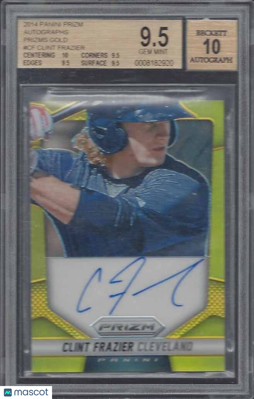 CLINT FRAZIER 2014 PRIZM PROSPECT GOLD PRIZMS ON CARD AUTO #D 10/10 BGS 9.5 10