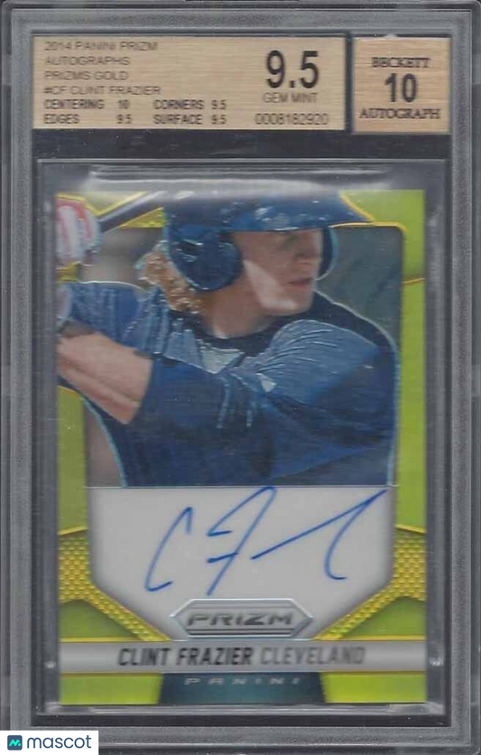 CLINT FRAZIER 2014 PRIZM PROSPECT GOLD PRIZMS ON CARD AUTO #D 10/10 BGS 9.5 10