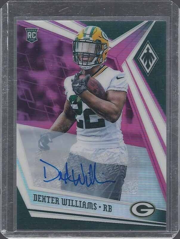 DEXTER WILLIAMS 2019 PANINI PHOENIX PURPLE PRIZM PACKERS ROOKIE AUTO RC #D 33/35