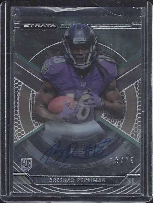 BRESHAD PERRIMAN 2015 TOPPS STRATA GREEN ON CARD ROOKIE AUTO RC #D 13/75
