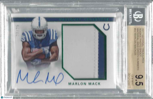 MARLON MACK 2017 NATIONAL TREASURES GREEN JERSEY# PATCH AUTO RC /25 BGS 9.5 10