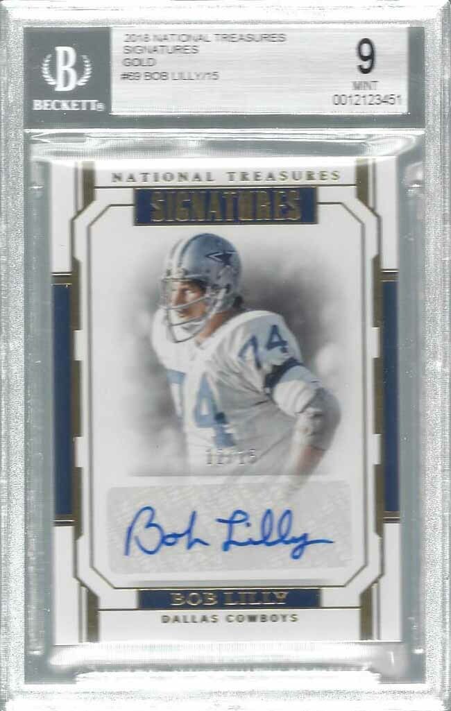 BOB LILLY 2018 NATIONAL TREASURES SIGNATURES GOLD AUTO #D 12/15 BGS 9 10 AU MINT