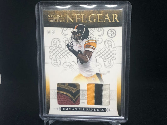 EMMANUEL SANDERS 2011 NATIONAL TREASURES DUAL PATCH + LOGO BALL PATCH RC #D /49