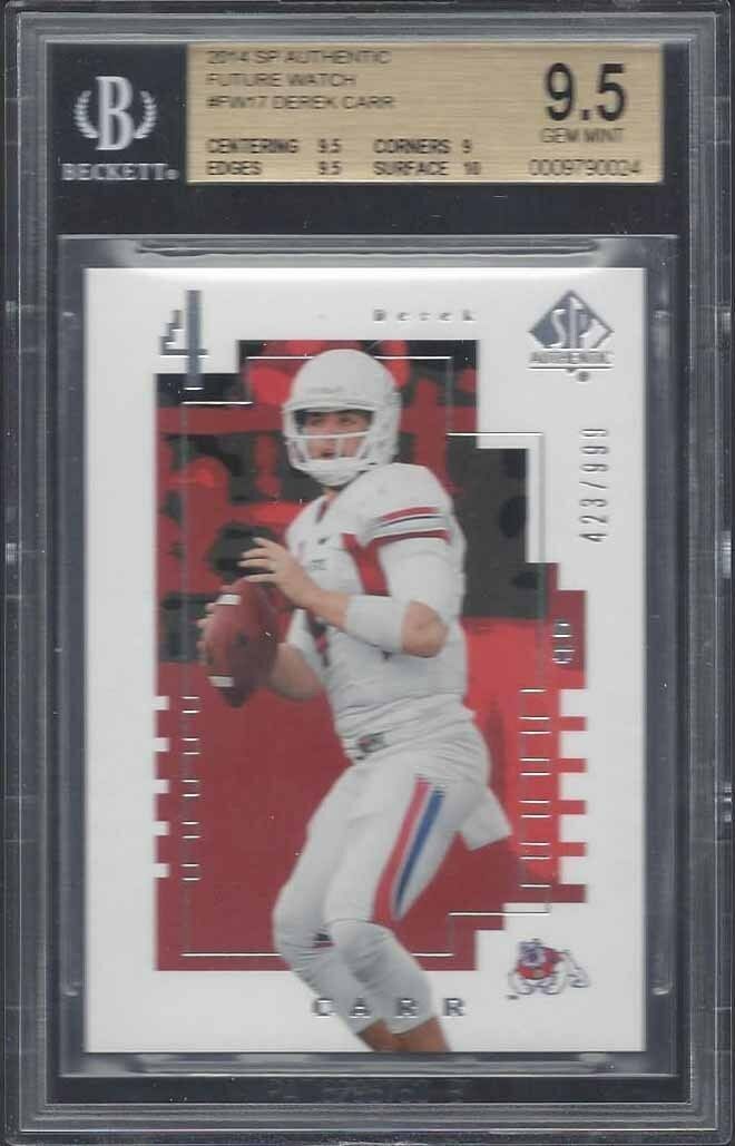 DEREK CARR 2014 SP AUTHENTIC FUTURE WATCH ROOKIE RC #D /999 BGS 9.5 GEM MINT