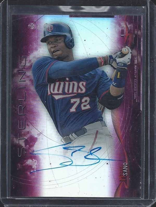 MIGUEL SANO 2016 BOWMAN STERLING PURPLE REFRACTOR ON CARD PROSPECT AUTO #D 46/99