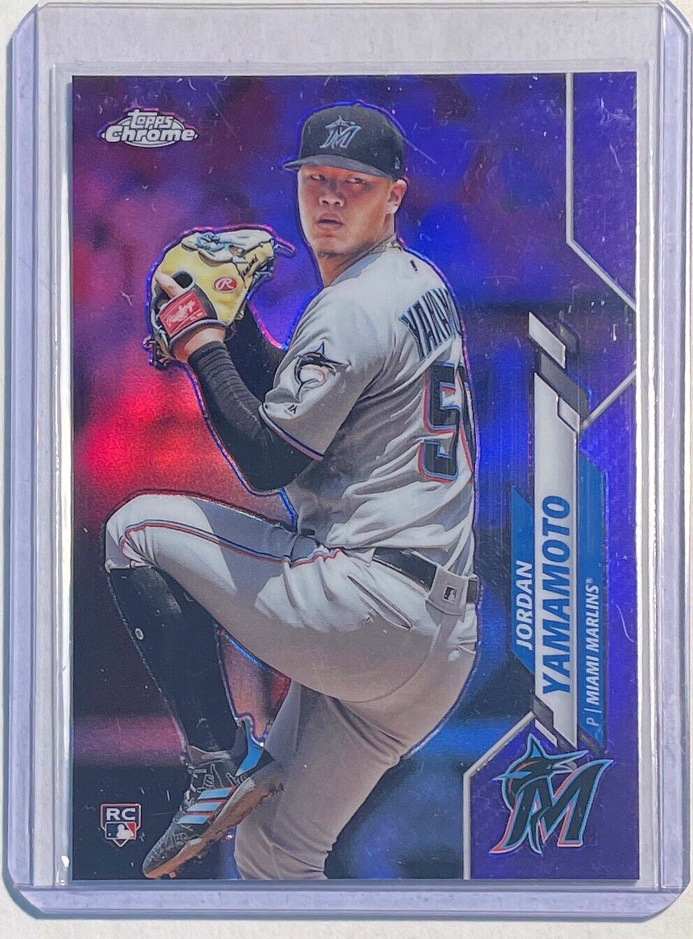 JORDAN YAMAMOTO 2020 TOPPS CHROME PURPLE CHROME REFRACTOR ROOKIE RC #D 006/299