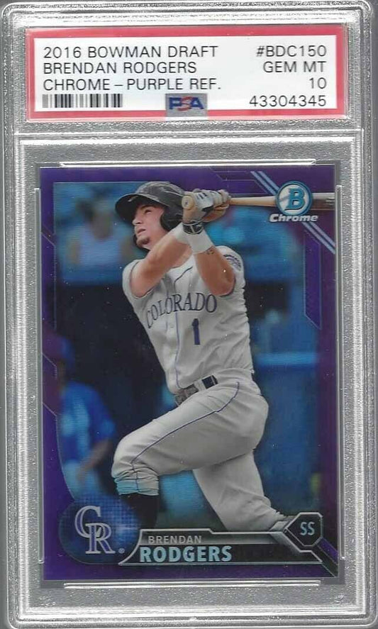 BRENDAN RODGERS 2016 BOWMAN DRAFT CHROME PURPLE REFRACTOR #D /250 PSA 10 POP 1/1