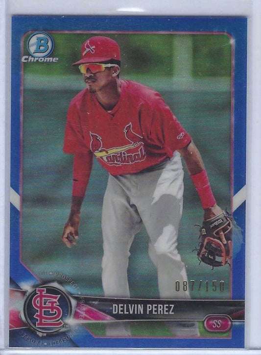 DELVIN PEREZ 2018 BOWMAN CHROME BLUE REFRACTOR PROSPECT #d 087/150