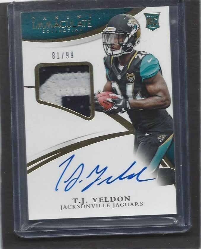 T.J. YELDON 2015 IMMACULATE RPA ROOKIE PATCH ON CARD AUTO RC #D /99