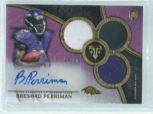 BRESHAD PERRIMAN 2015 TOPPS TRIPLE THREADS TRIPLE JERSEY AUTO RC #D 15/70