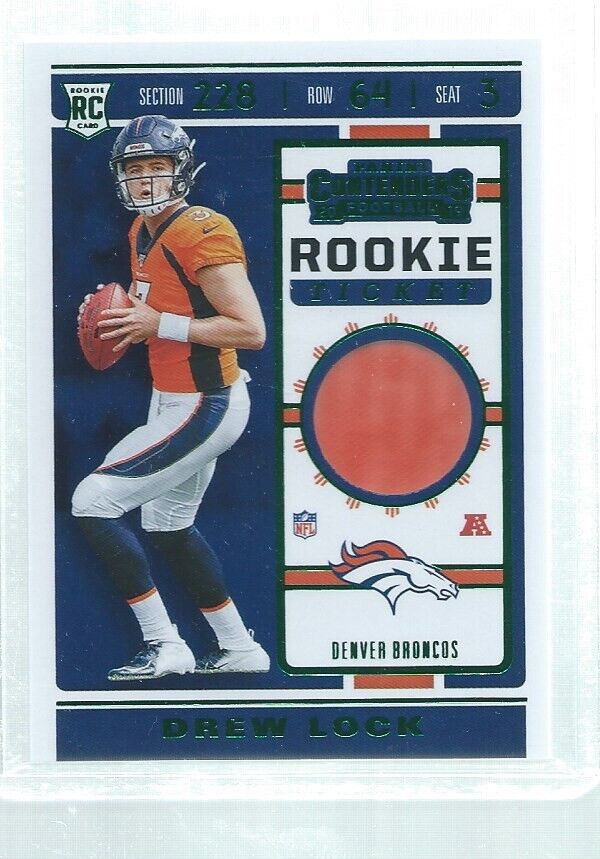 DREW LOCK 2019 CONTENDERS ROOKIE TICKET JERSEY GREEN ROOKIE RC