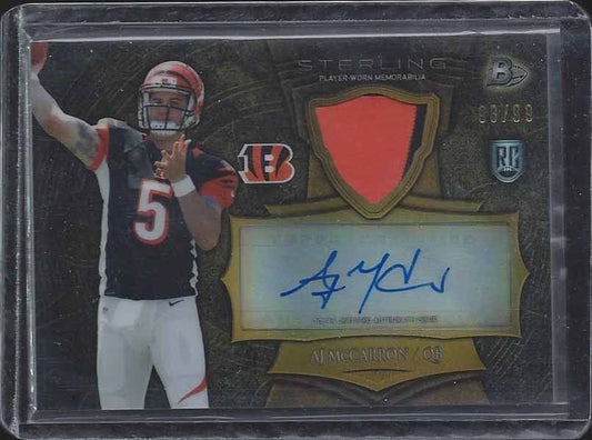 A.J. MCCARRON 2014 BOWMAN STERLING GOLD REFRACTOR 2 COLOR PATCH AUTO RC #D 98/99