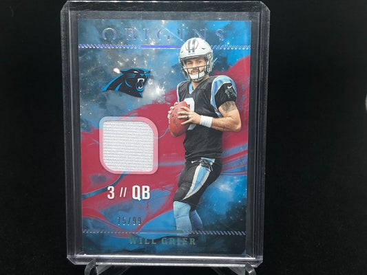 WILL GRIER 2019 PANINI ORIGINS RED ROOKIE PATCH RC #D 75/99