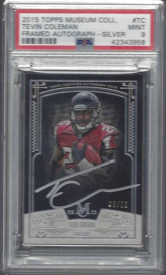 TEVIN COLEMAN 2015 TOPPS MUSEUM SILVER FRAMED AUTO RC #D 8/15 PSA 9 MINT POP 1/1