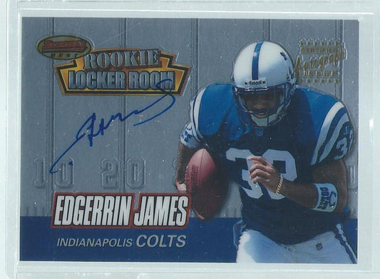EDGERRIN JAMES 1999 TOPPS BOWMAN'S BEST ROOKIE LOCKER ROOM ON CARD AUTO RC