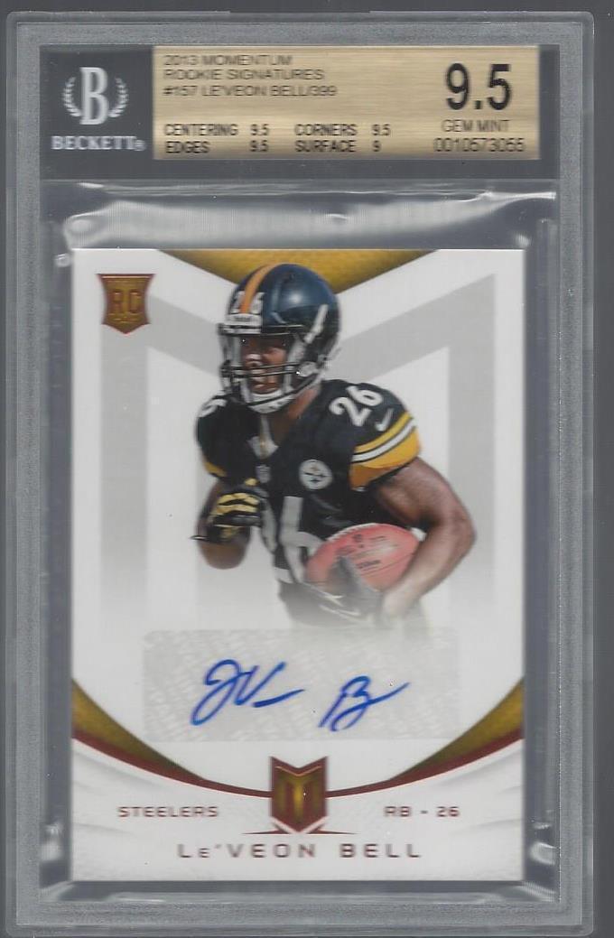 LE'VEON BELL 2013 MOMENTUM STEELERS ROOKIE AUTO RC #D 25/399 BGS 9.5 10 AU POP 3