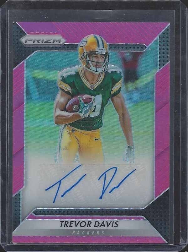TREVOR DAVIS 2016 PANINI PRIZM PINK SP PRIZMS GREEN BAY PACKERS ROOKIE AUTO RC