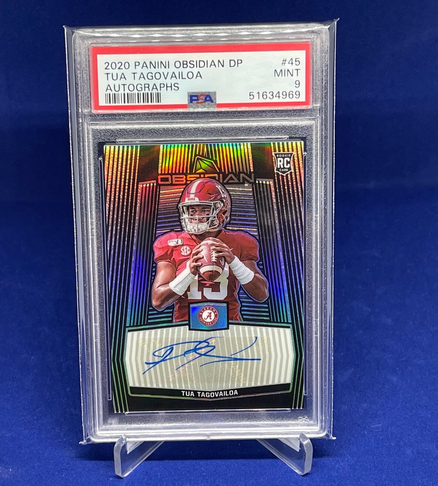 TUA TAGOVAILOA 2020 PANINI OBSIDIAN DRAFT PICKS AUTO RC #D 16/25 PSA 9 POP 2