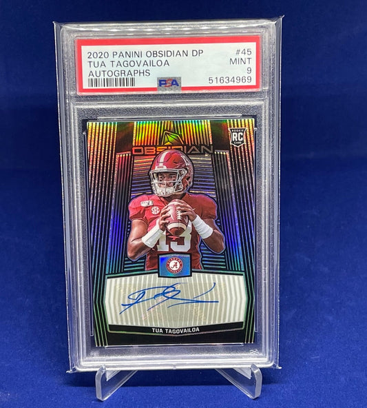 TUA TAGOVAILOA 2020 PANINI OBSIDIAN DRAFT PICKS AUTO RC #D 16/25 PSA 9 POP 2