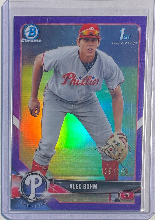 ALEC BOHM 2018 BOWMAN CHROME 1ST PROSPECT PURPLE REFRACTOR #D 125/250