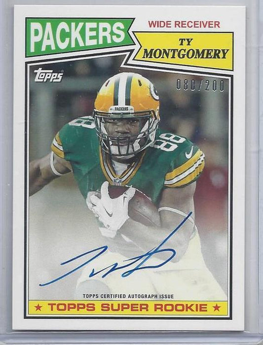 TY MONTGOMERY 2015 TOPPS 1987 RETRO GREEN BAY PACKERS ON CARD AUTO RC #D 120/200
