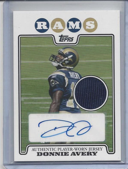 DONNIE AVERY 2008 TOPPS SUPER RARE RAMS ROOKIE JERSEY AUTO RC #D 8/25