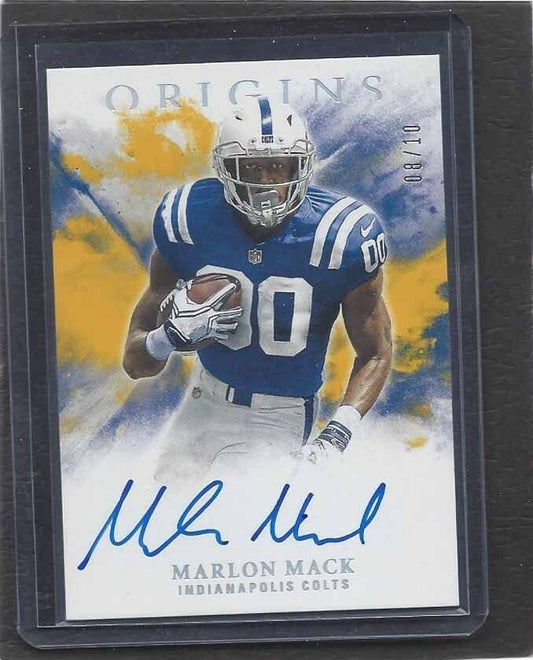 MARLON MACK 2017 PANINI ORIGINS COLTS YELLOW GOLD ON CARD ROOKIE AUTO RC #D 8/10