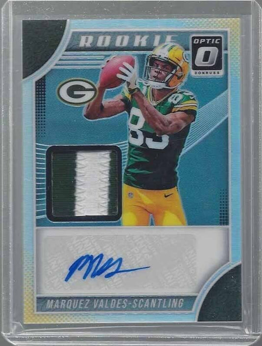 MARQUEZ VALDES SCANTLING 2018 DONRUSS OPTIC RPA ROOKIE PATCH AUTO RC #D 4/15