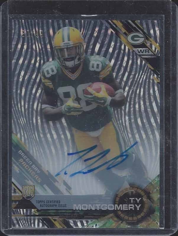 TY MONTGOMERY 2015 TOPPS HIGH TEK GREEN BAY PACKERS ON CARD AUTO RC #D 67/99