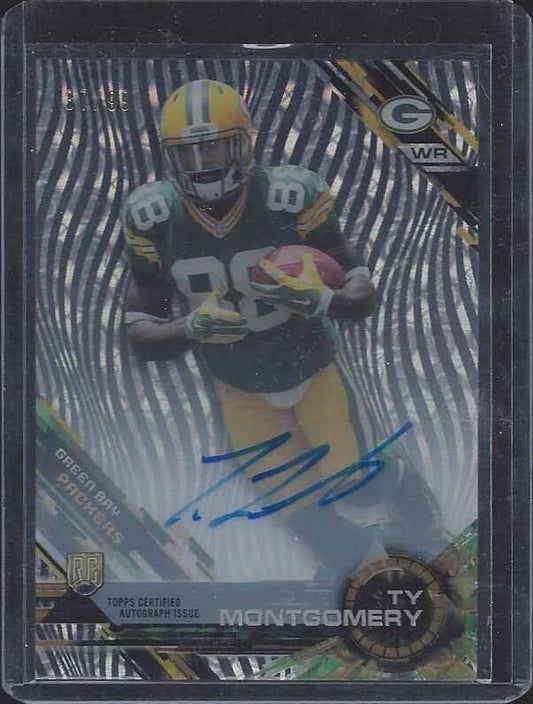 TY MONTGOMERY 2015 TOPPS HIGH TEK GREEN BAY PACKERS ON CARD AUTO RC #D 67/99